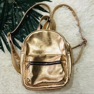 Mossimo mini backpack gold shimmer zipper pocket